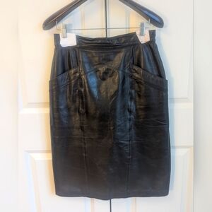 Toffs Vintage Black Leather Skirt, size 12